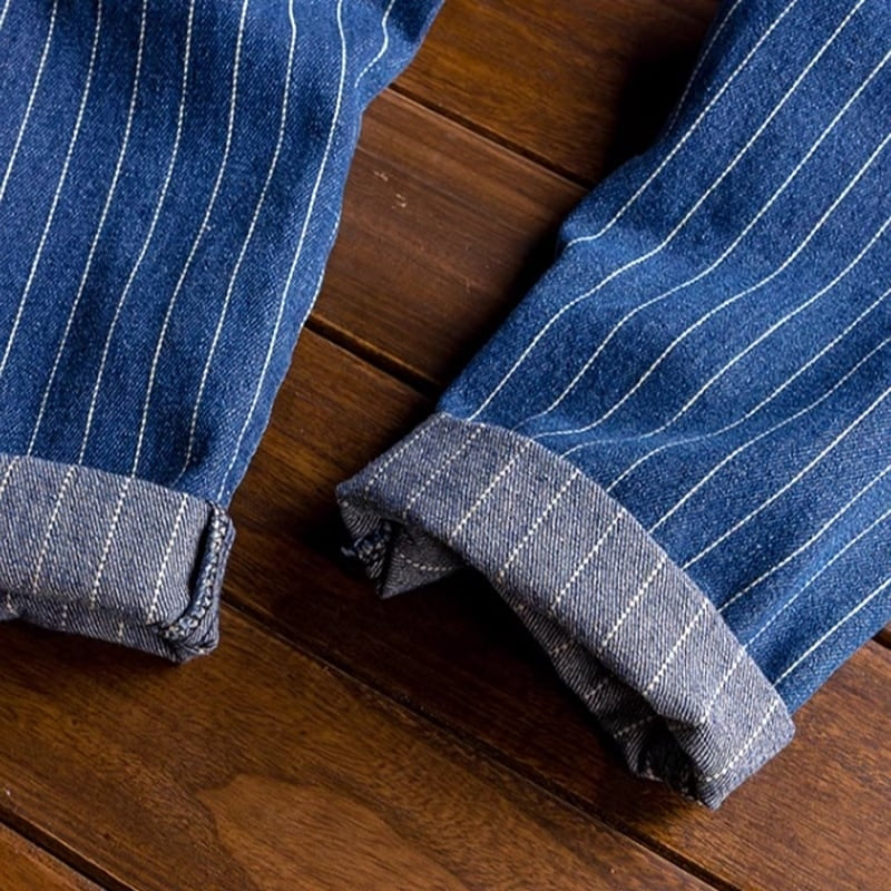 Striped denim overalls HL2043