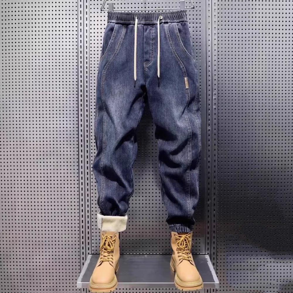 Brushed lining jogger denim pants HL2305