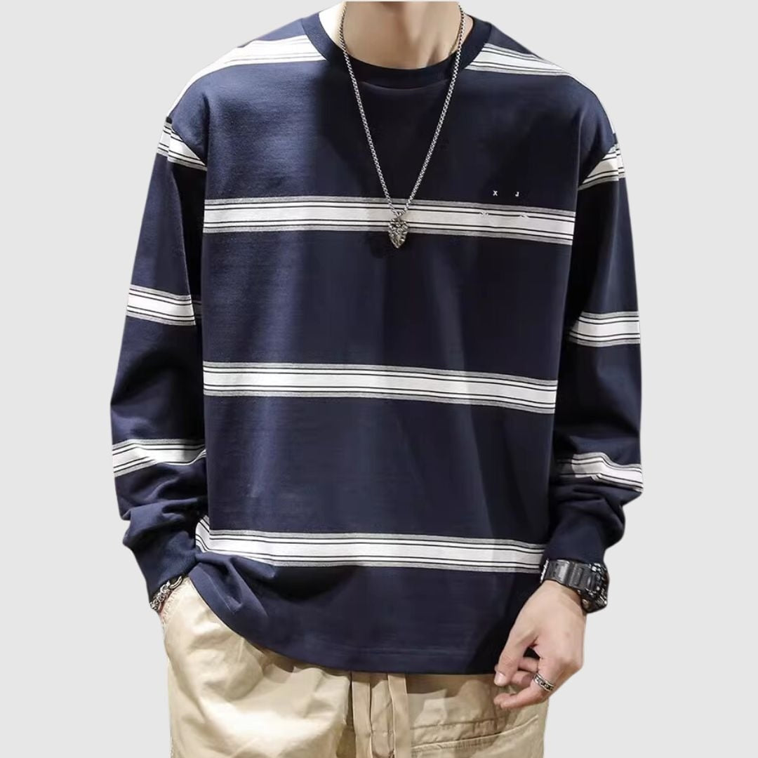 Big size round neck border T-shirt HL2222