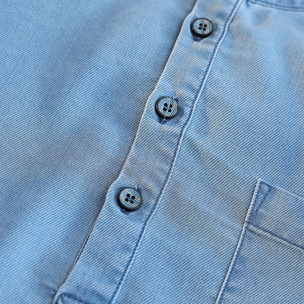 Big size 3/4 sleeve denim shirt HL2300