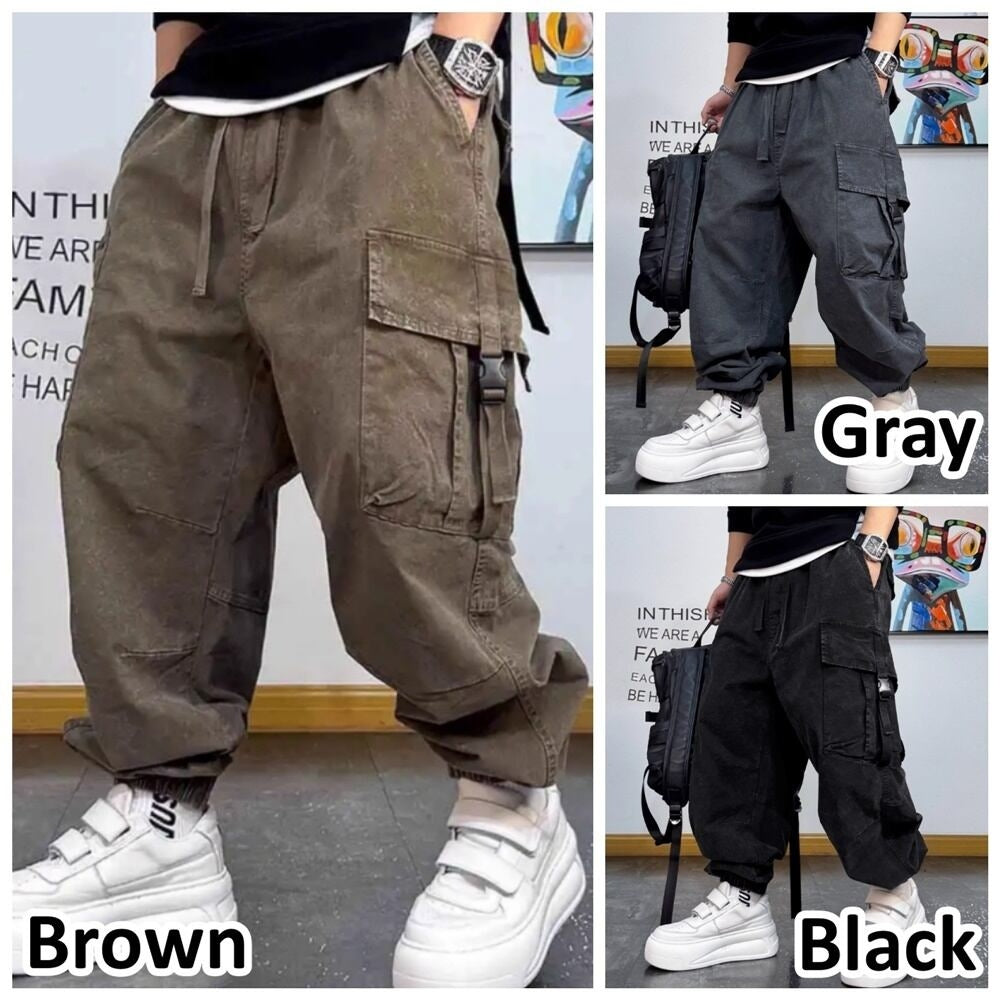 Multi-pocket loose pants HL2436