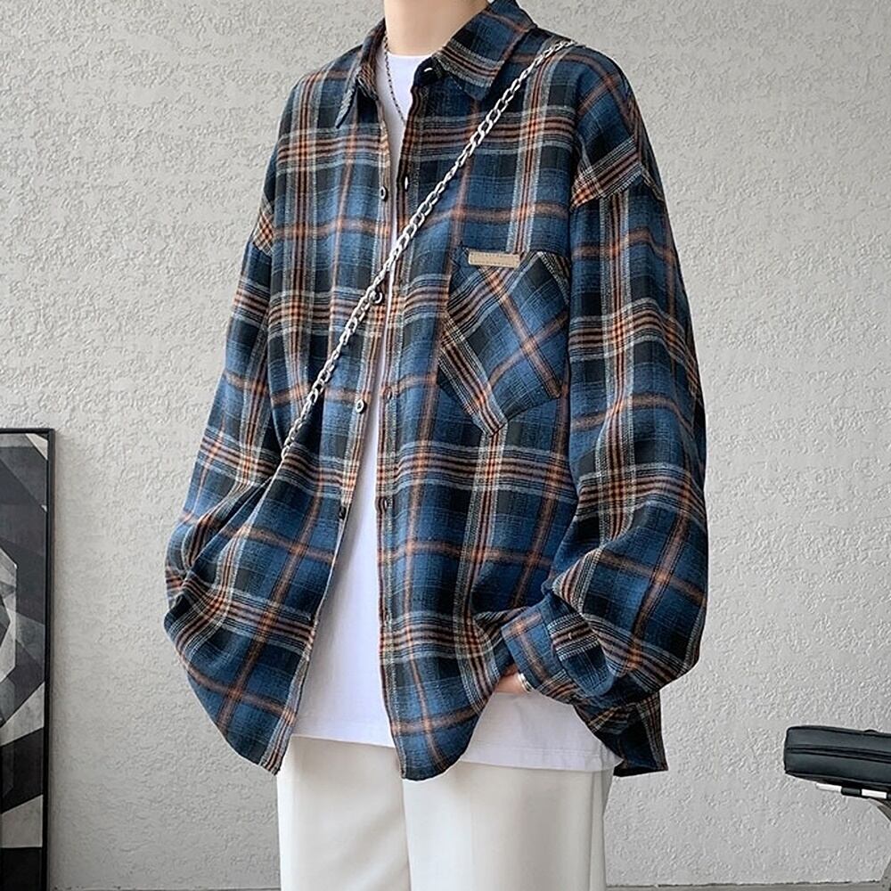 Big size retro check shirt HL2301