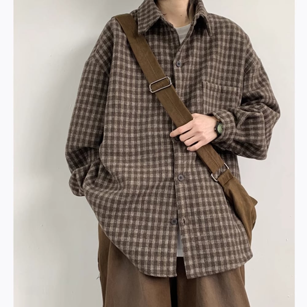 Gingham check flannel shirt HL2304