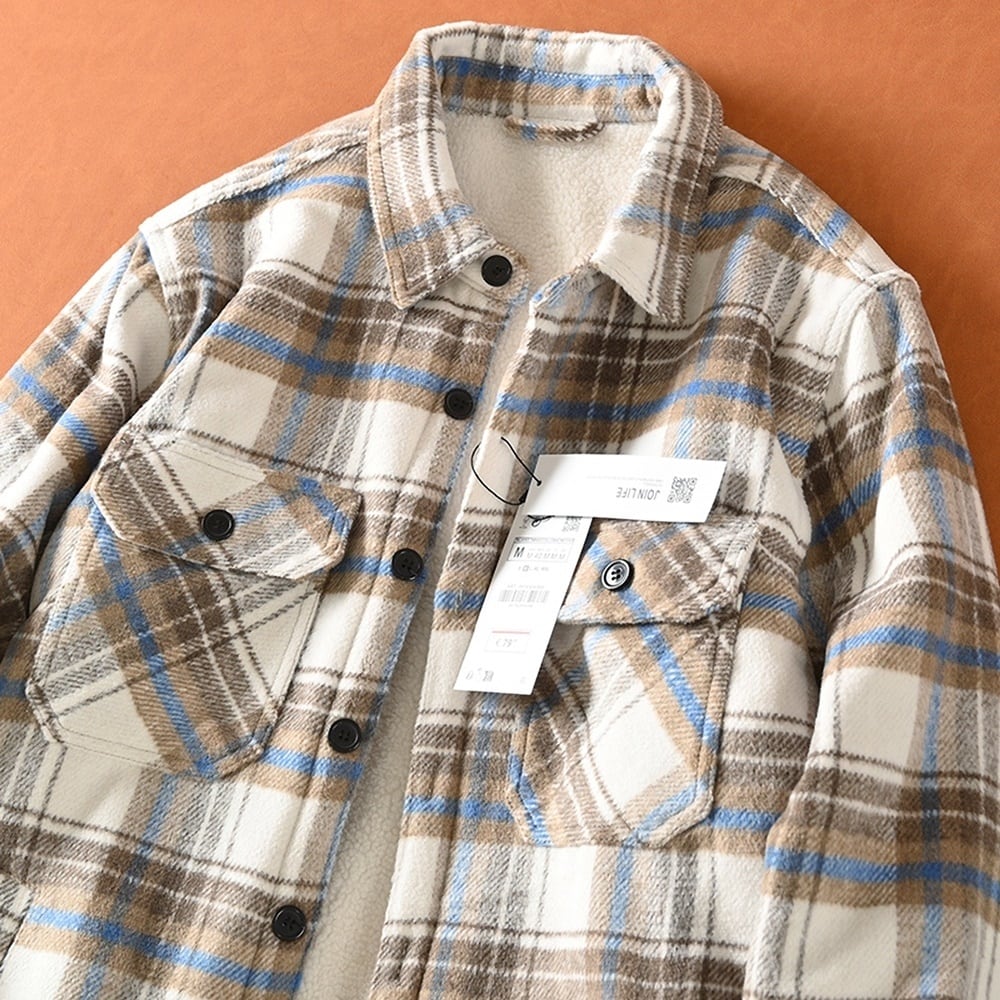 Fleece lining check shirt HL2318