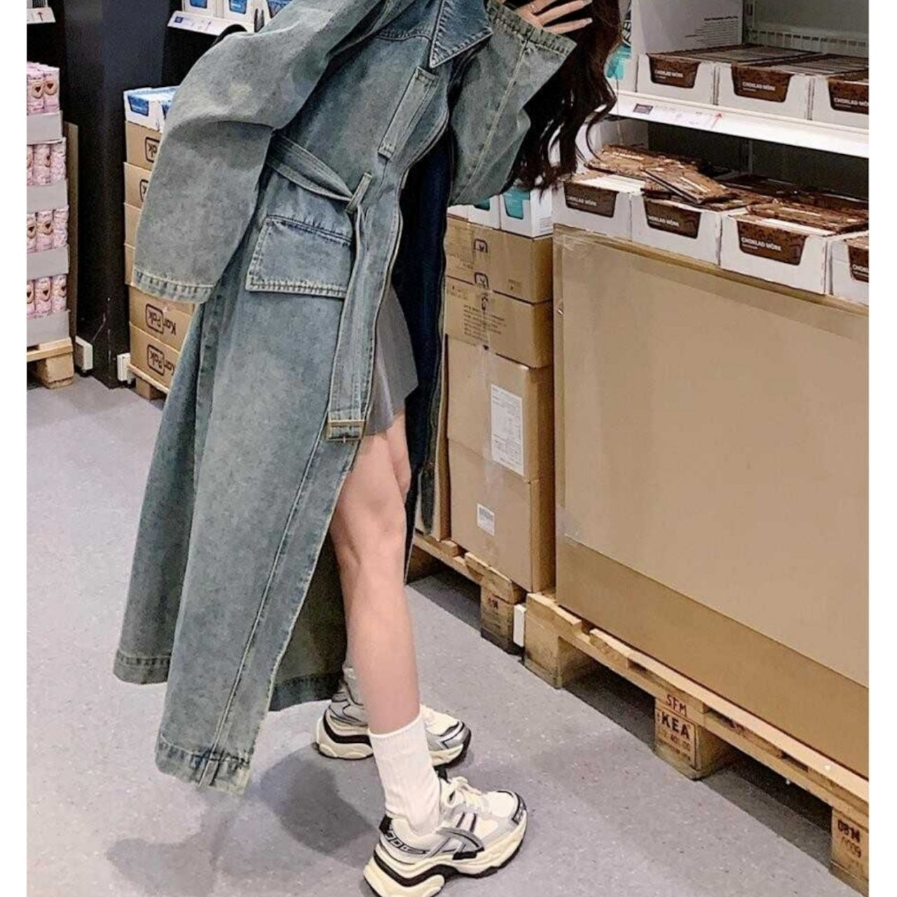 Denim long coat D0083