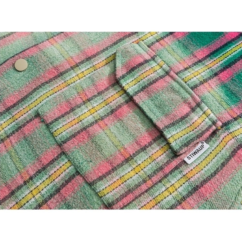 Hooded gradation check shirt HL2421