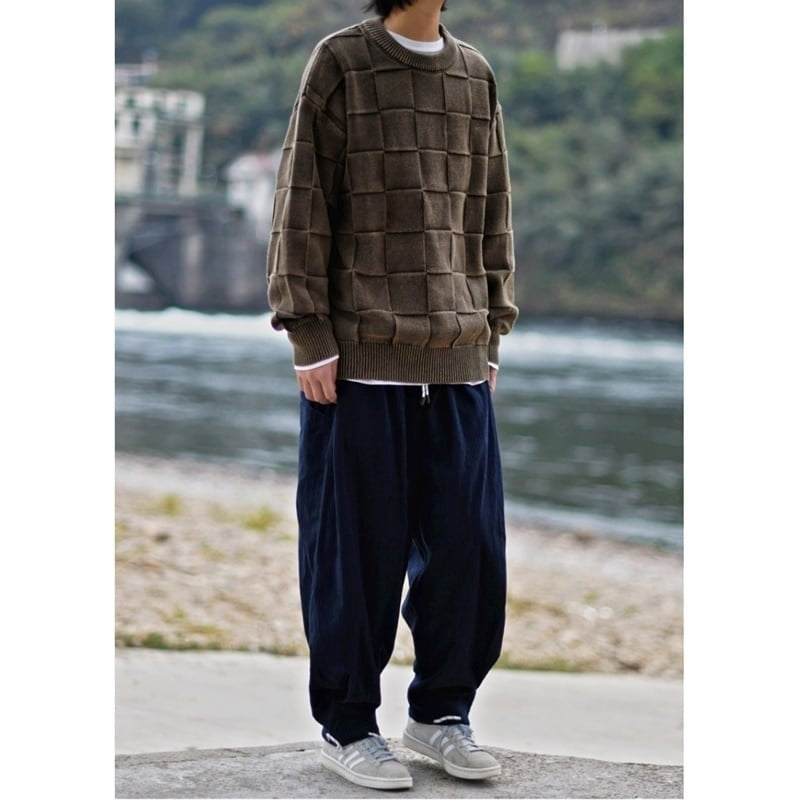Block check knit tops HL2208
