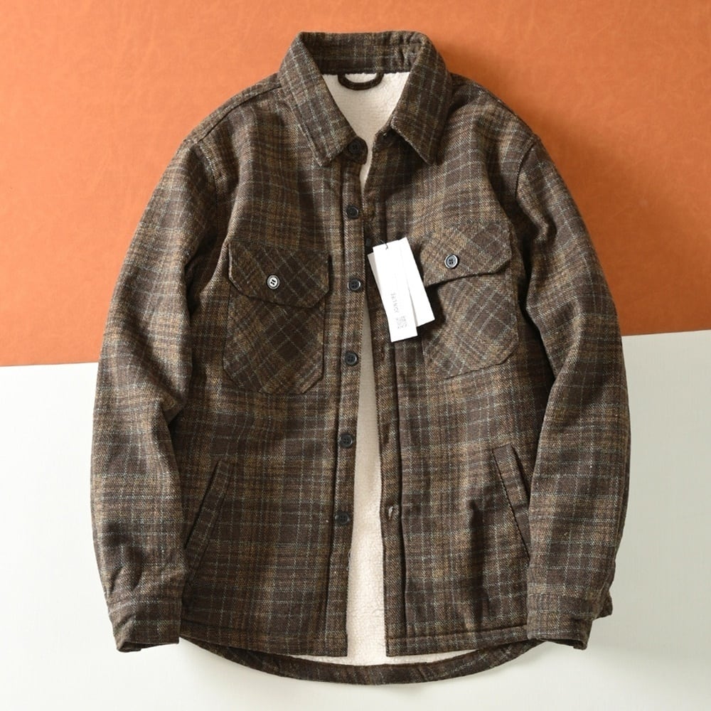 Fleece lining check shirt HL2318