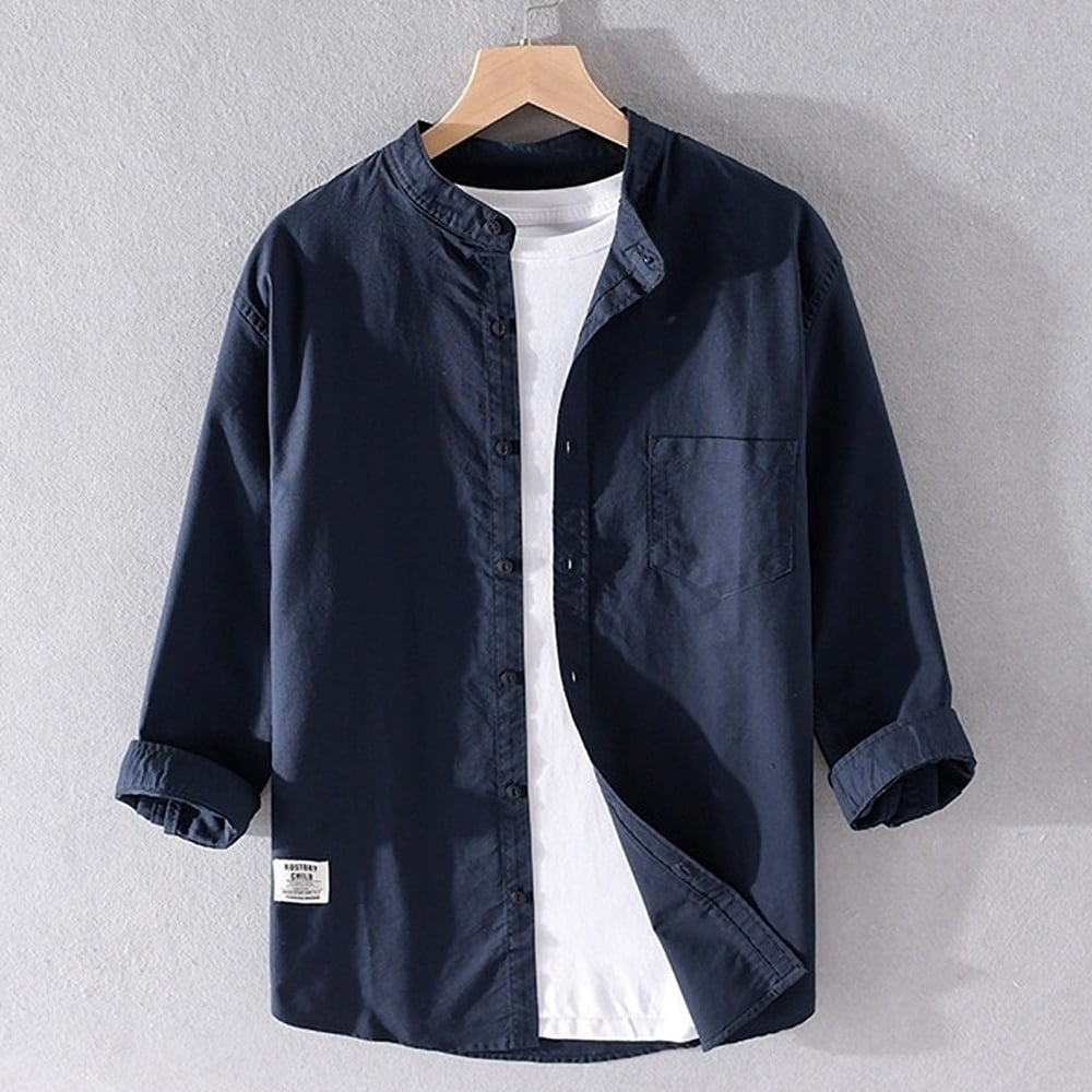 Collarless three-quarter sleeve shirt HL2353
