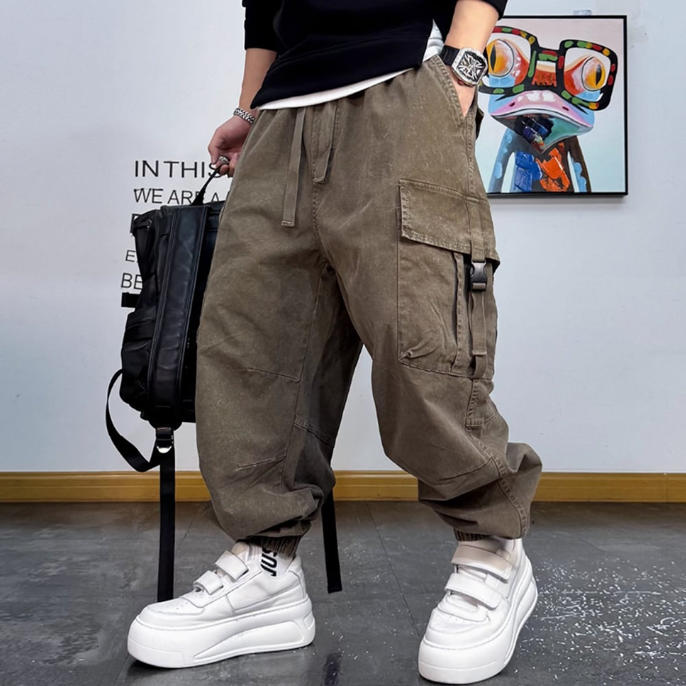 Multi-pocket loose pants HL2436
