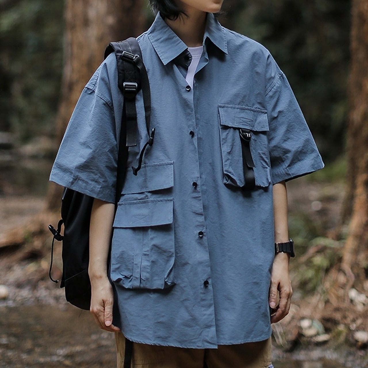 Multi-Pocket Short-Sleeve Shirt HL1608