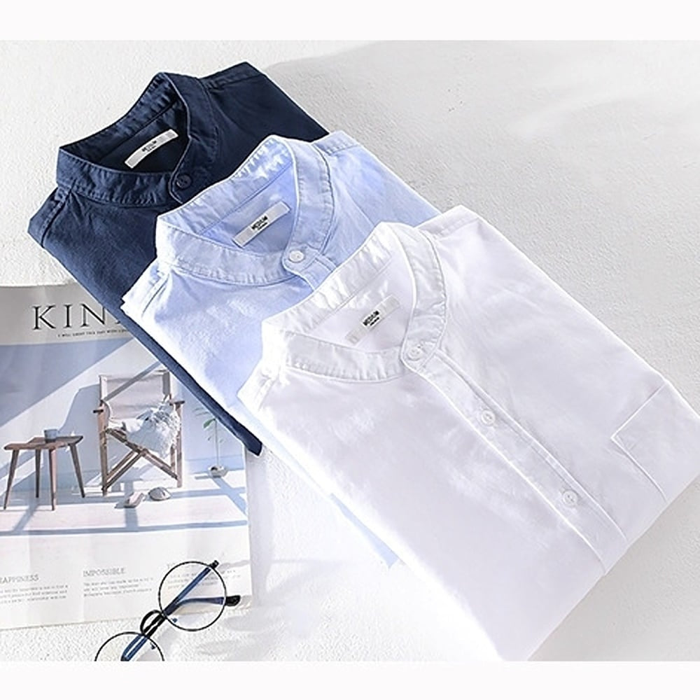 Collarless three-quarter sleeve shirt HL2353