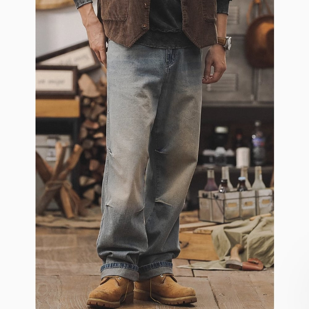 Loose straight retro denim jeans HL2390