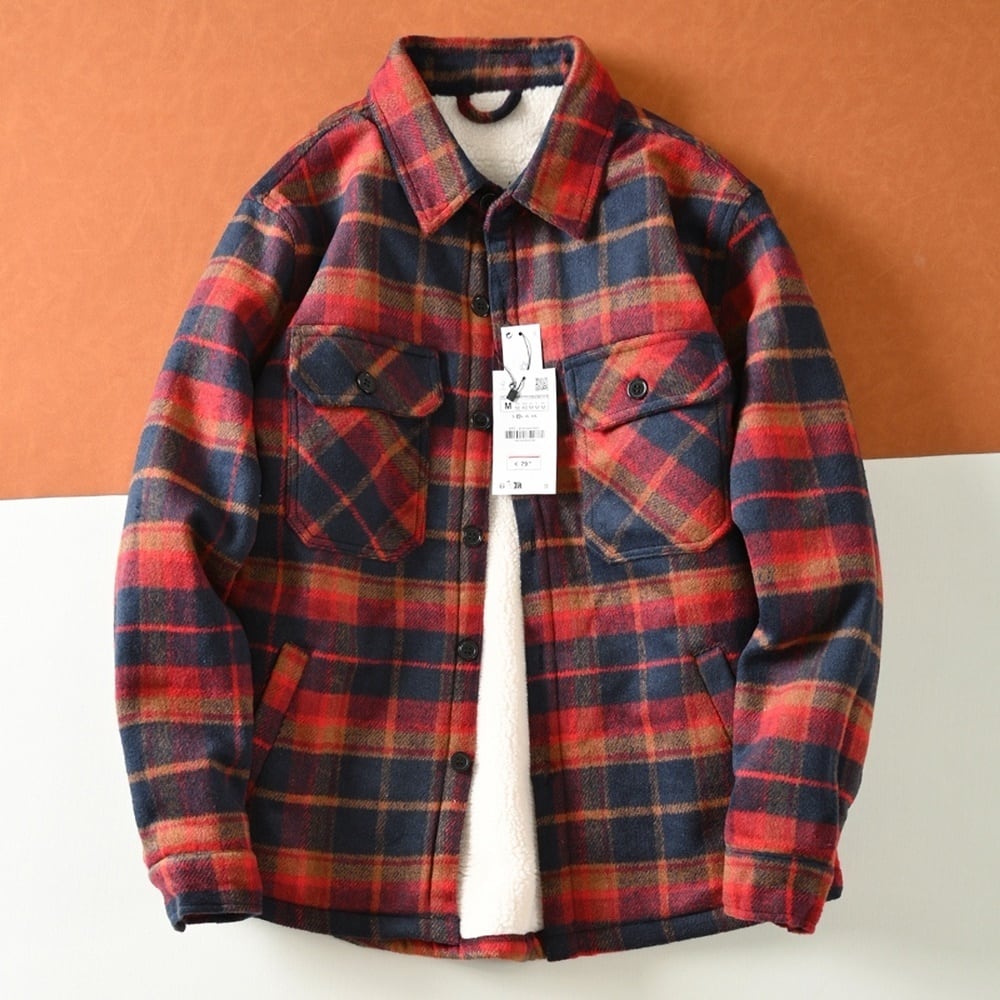 Fleece lining check shirt HL2318