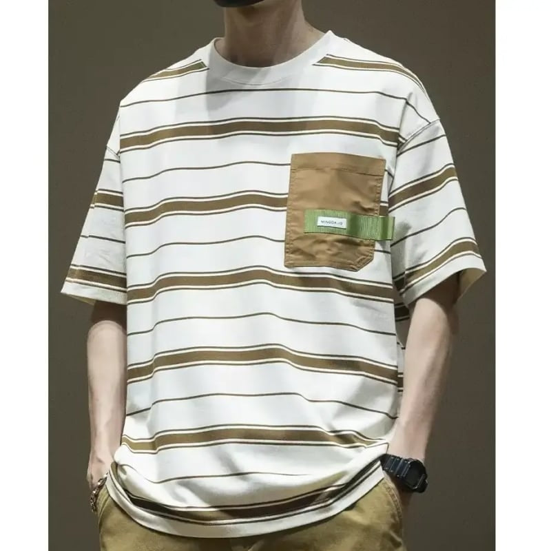 Round Neck Striped T-shirt HL2039