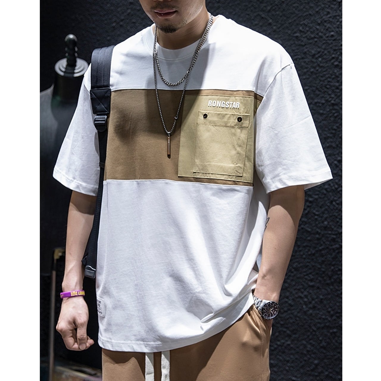 Two-Tone Casual T-Shirt HL1726