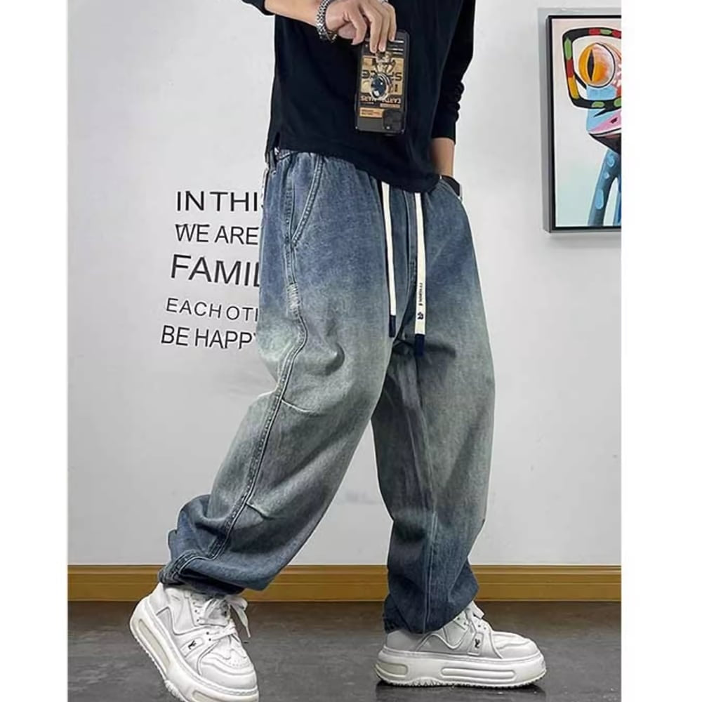 Loose washed denim pants HL2261