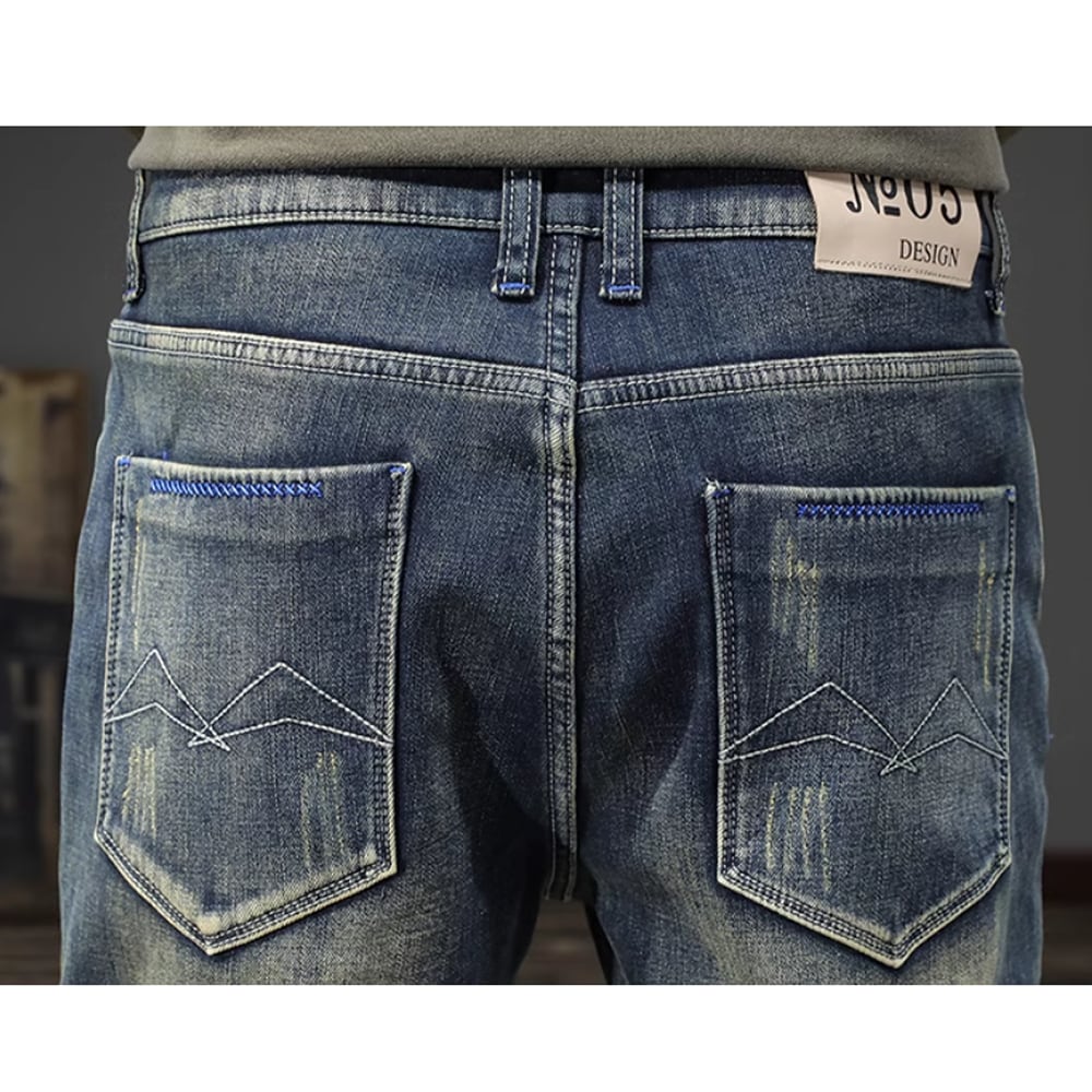 Brushed lining straight denim pants HL2308