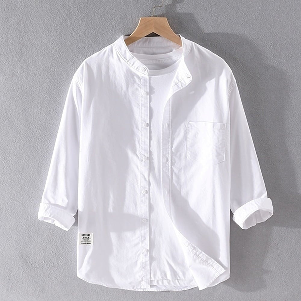 Collarless three-quarter sleeve shirt HL2353