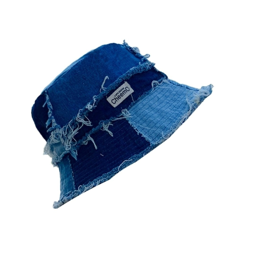 Patchwork denim bucket hat D0046