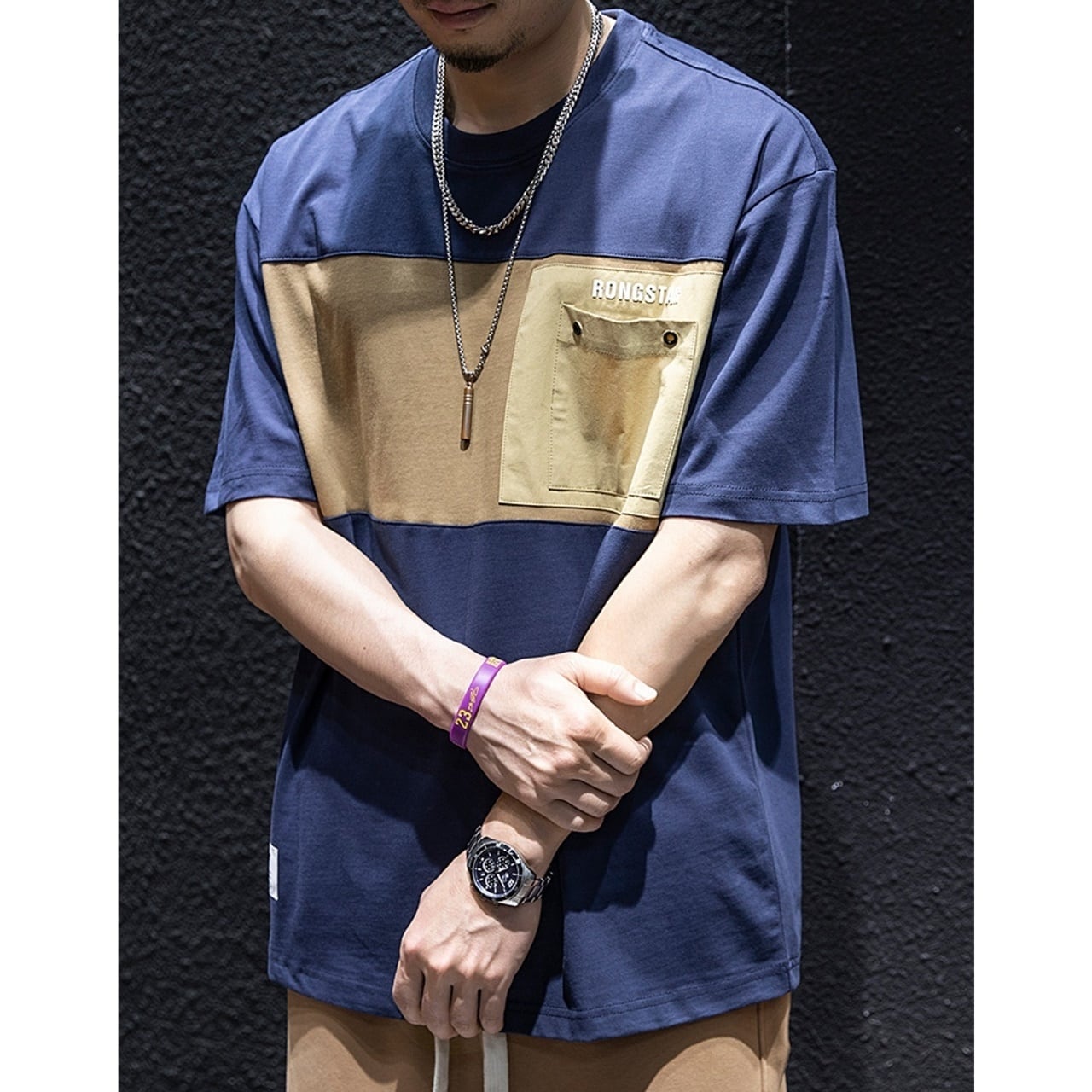 Two-Tone Casual T-Shirt HL1726