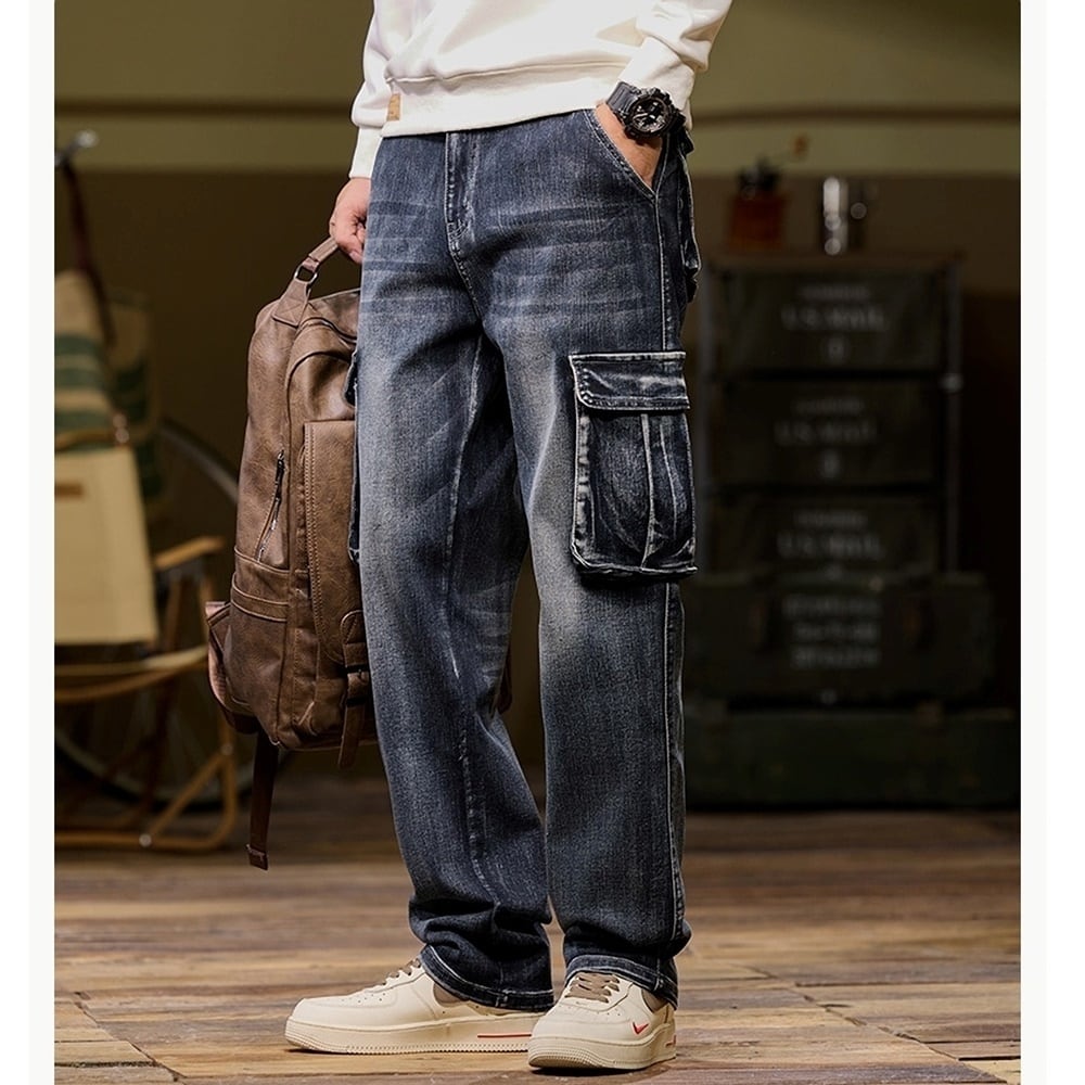 Multi-pocket straight denim jeans HL2443