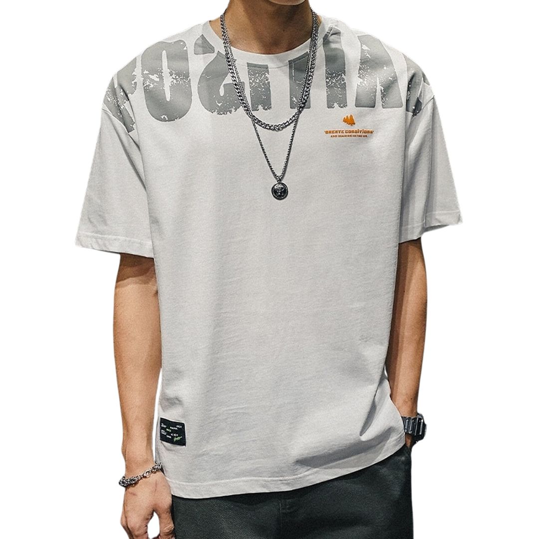 ラウンドネックプリントTシャツ HL1553