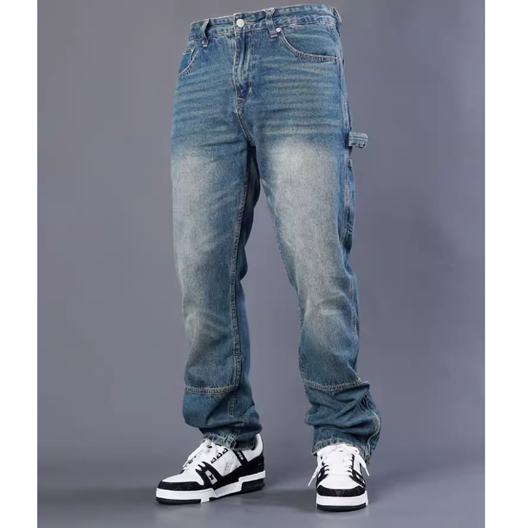 Washed Blue Straight Denim Jeans HL1991