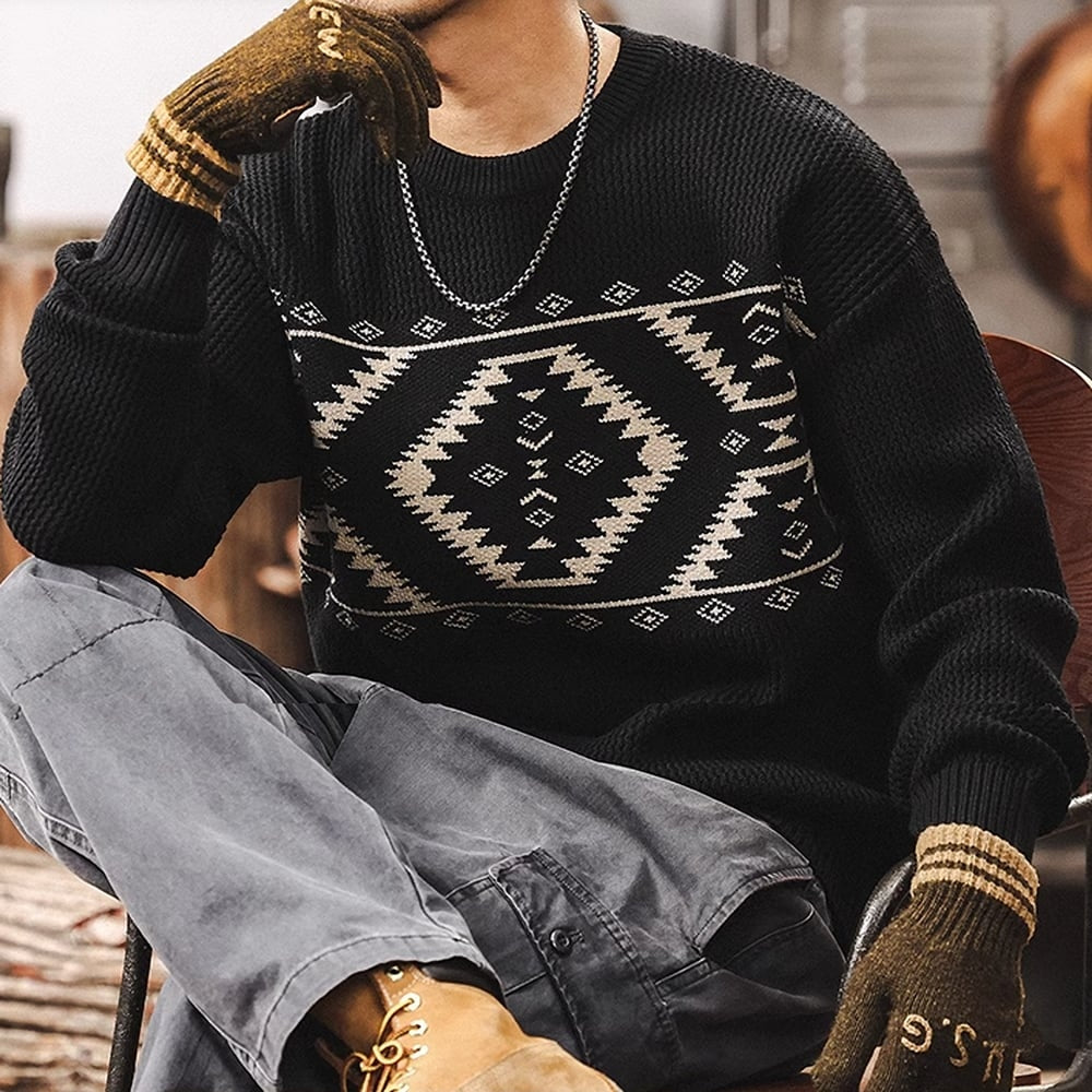 Native pattern sweater HL2401