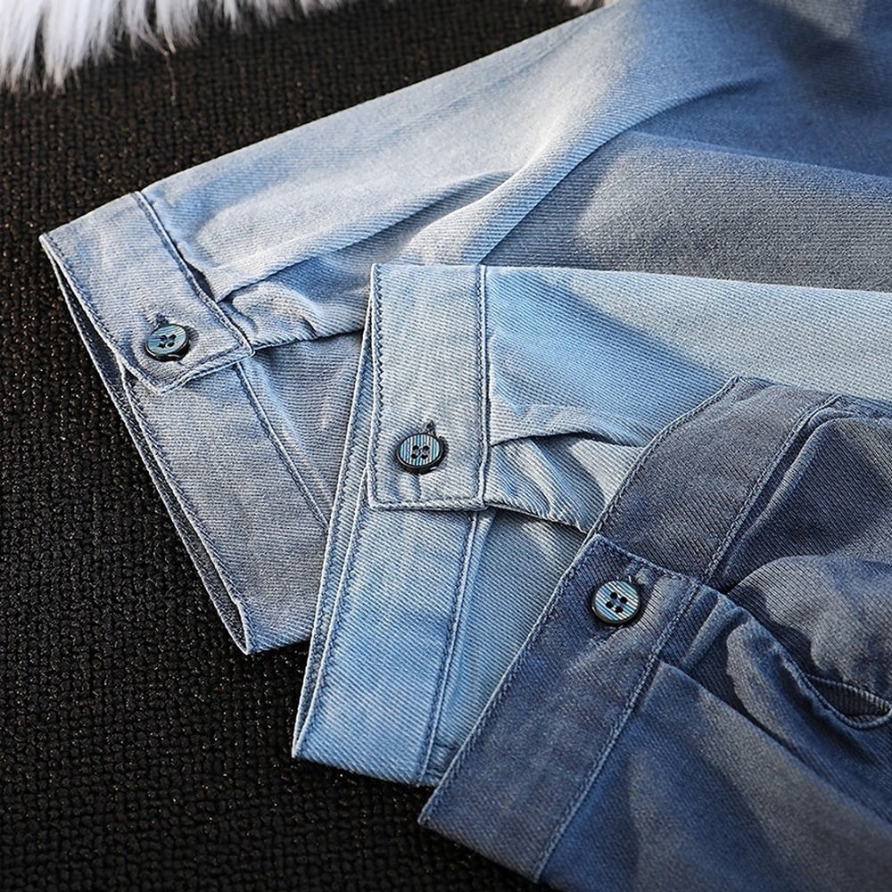 Big size 3/4 sleeve denim shirt HL2300