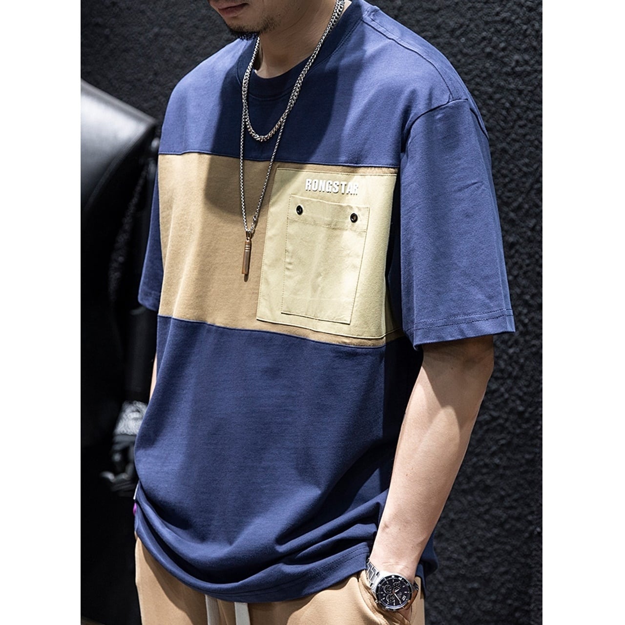 Two-Tone Casual T-Shirt HL1726