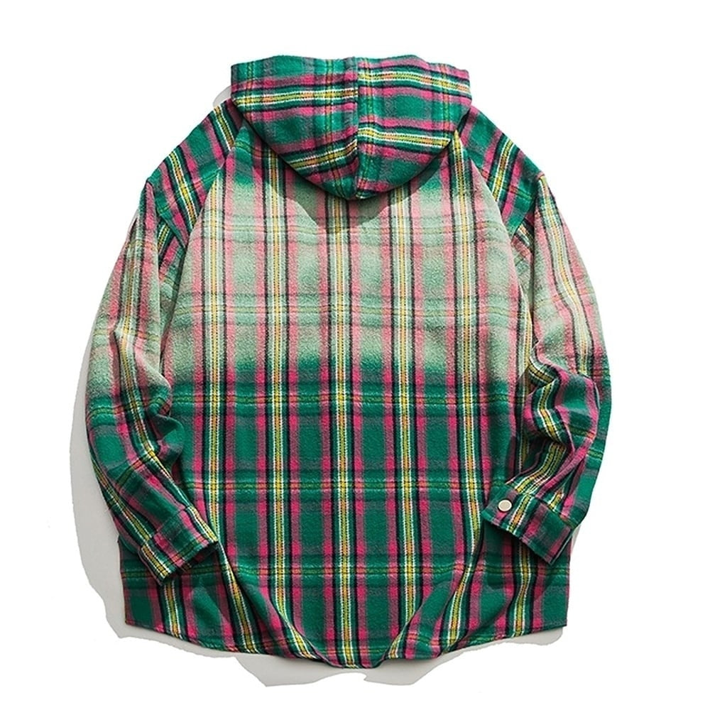 Hooded gradation check shirt HL2421