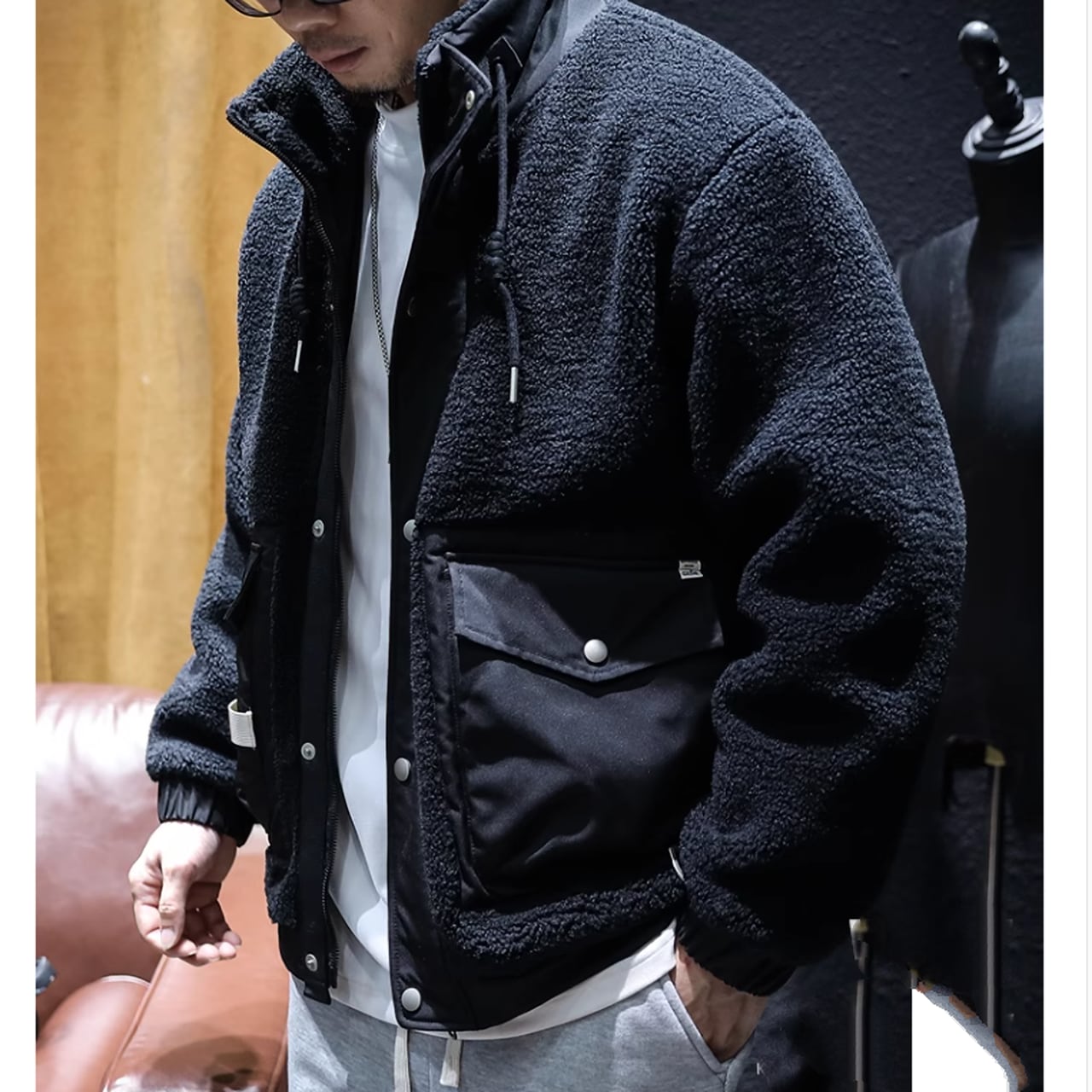 Stand collar boa jacket HL1873