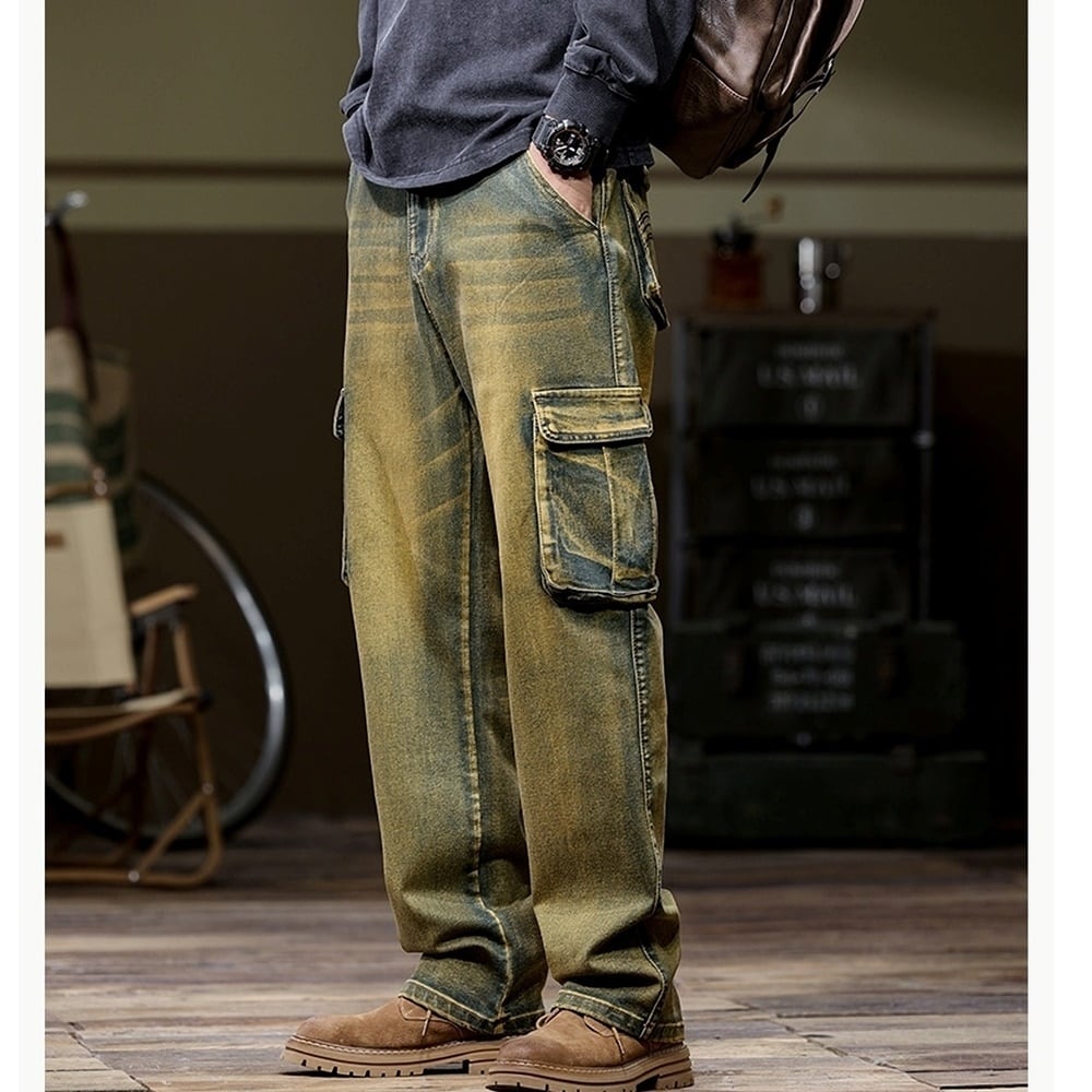 Multi-pocket straight denim jeans HL2443