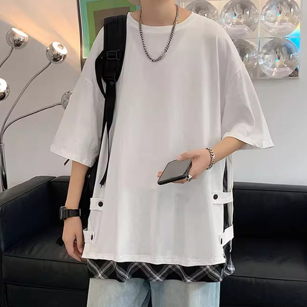 Fake layered short sleeve tops HL2483
