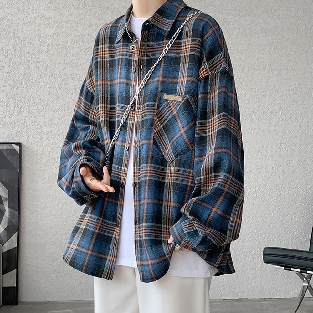 Big size retro check shirt HL2301