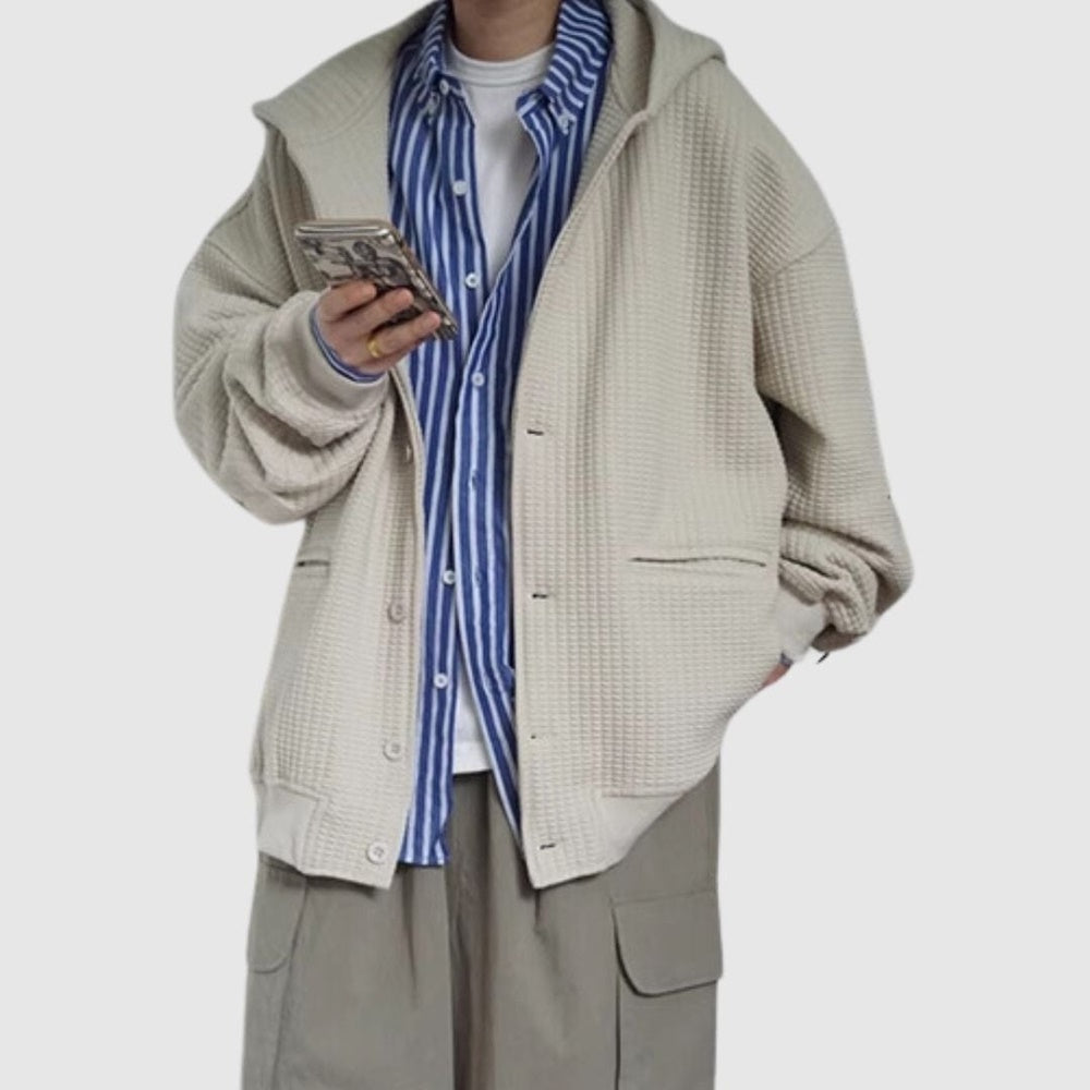 Waffle jacket with hood HL2204
