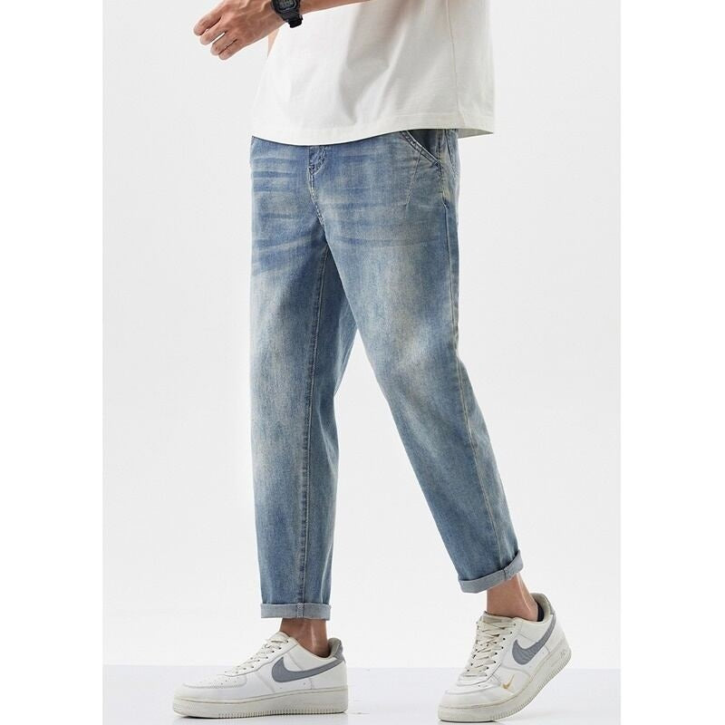 Cropped straight denim pants HL2211