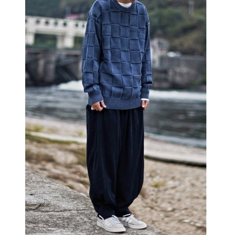 Block check knit tops HL2208