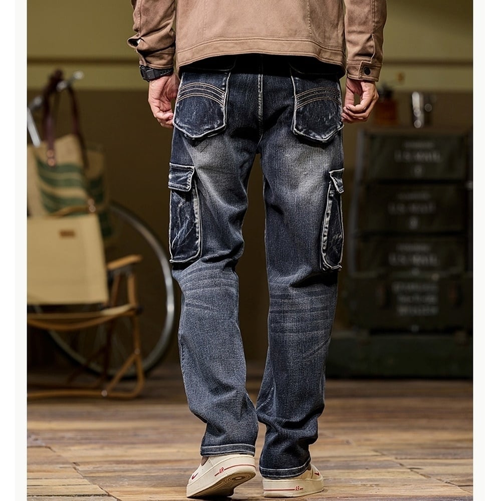 Multi-pocket straight denim jeans HL2443