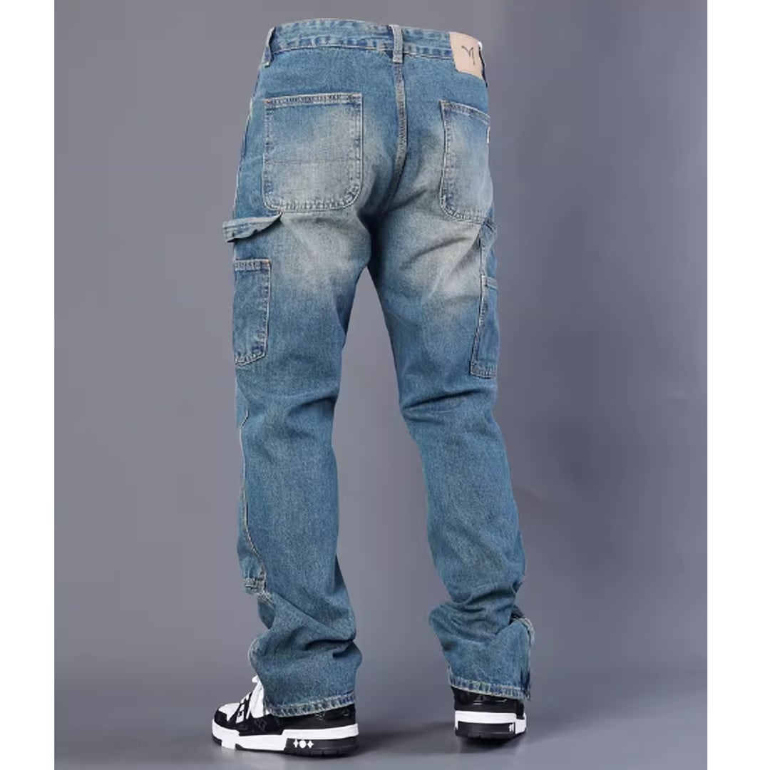 Washed Blue Straight Denim Jeans HL1991