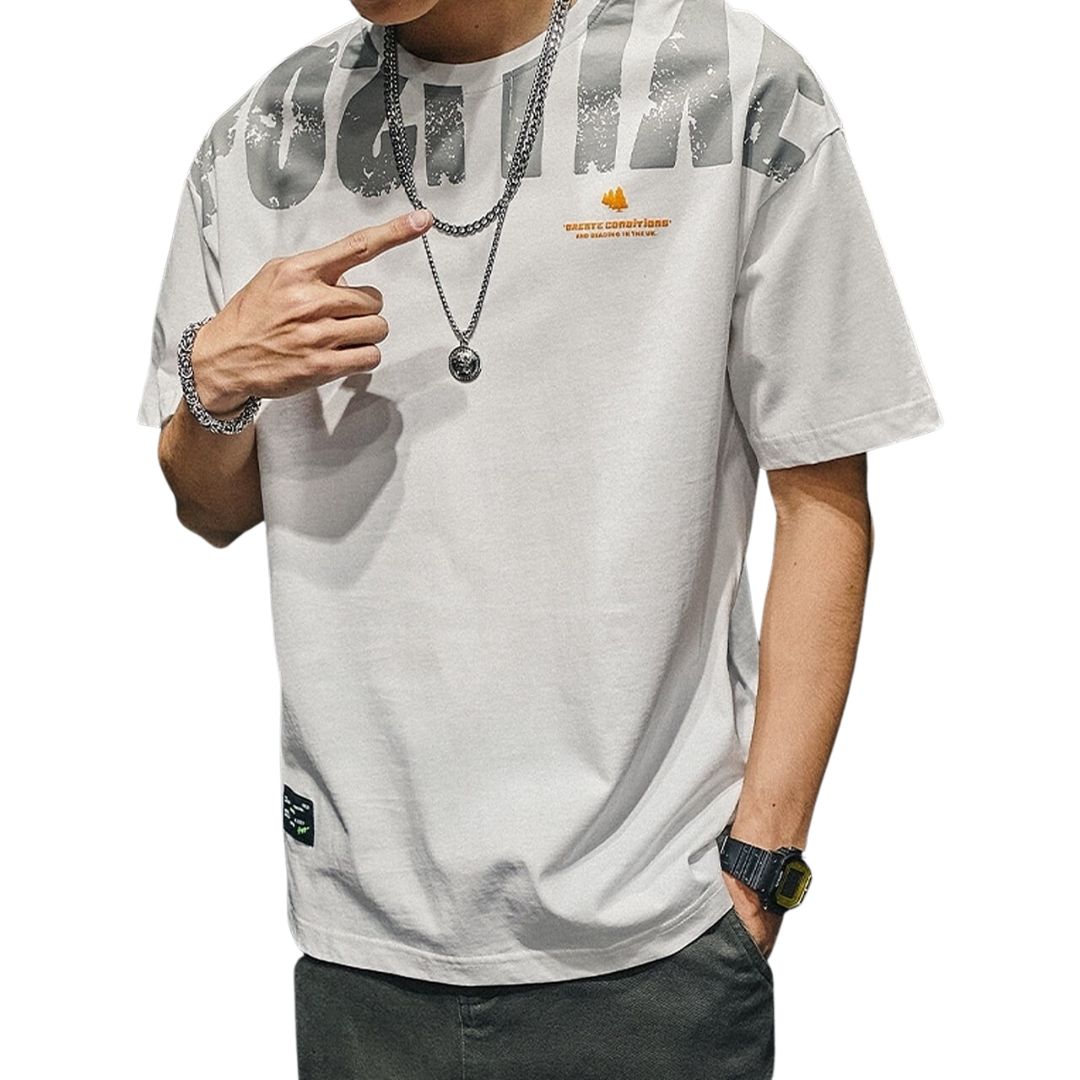 ラウンドネックプリントTシャツ HL1553