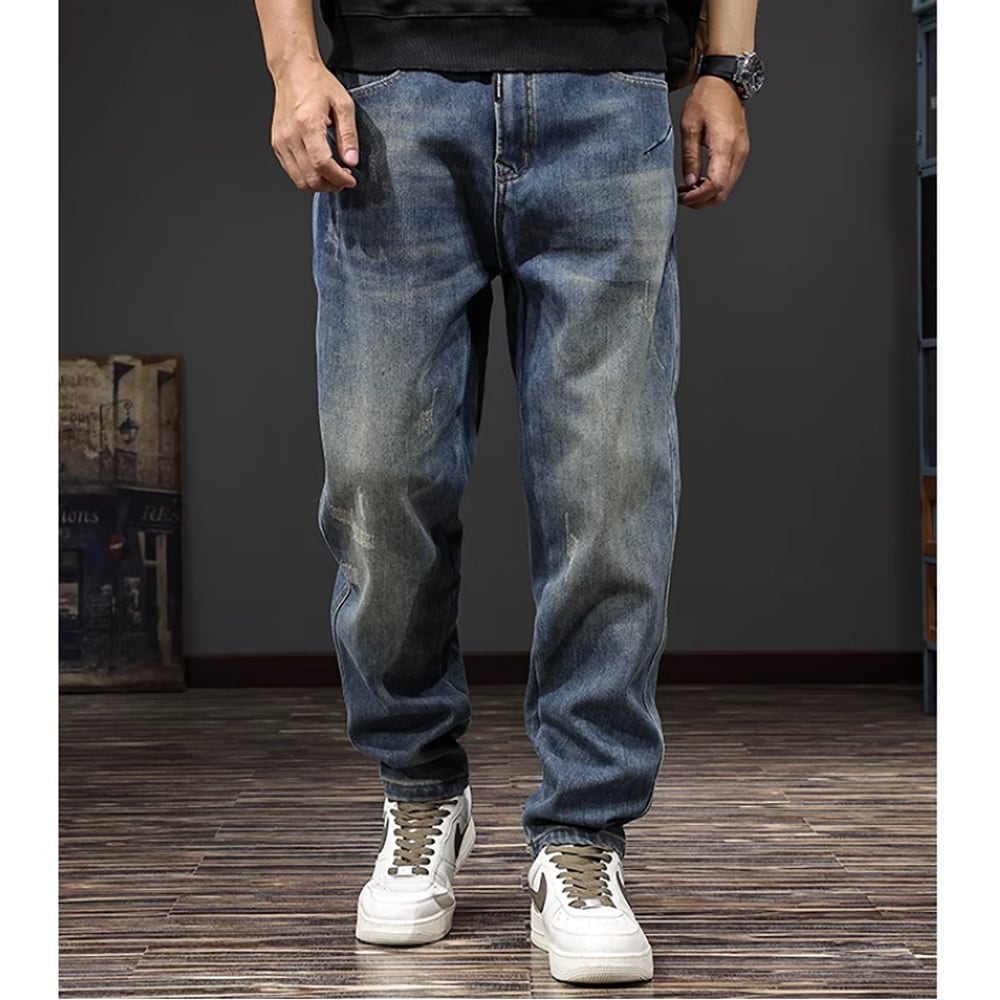 Brushed lining straight denim pants HL2307