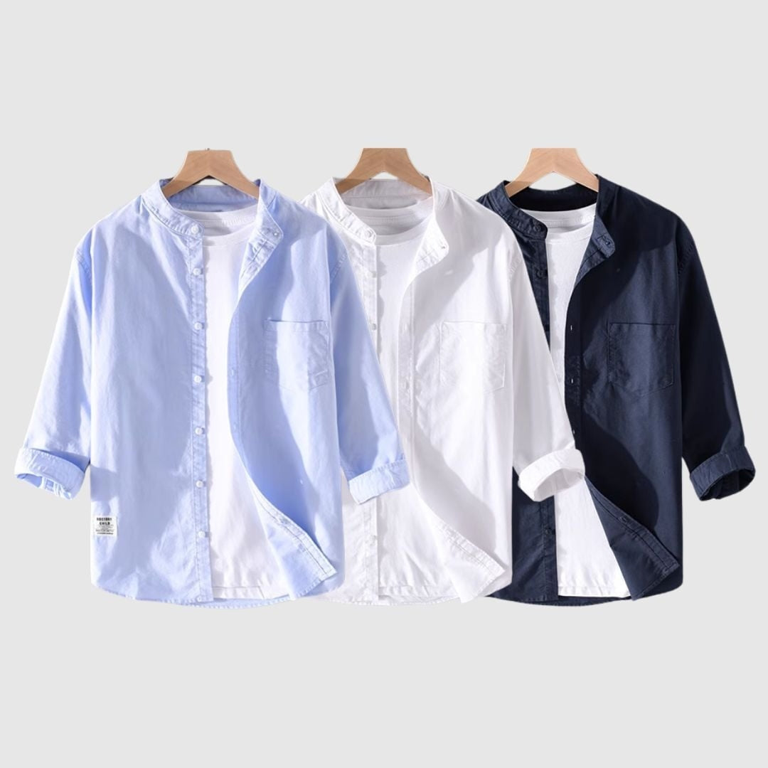Collarless three-quarter sleeve shirt HL2353