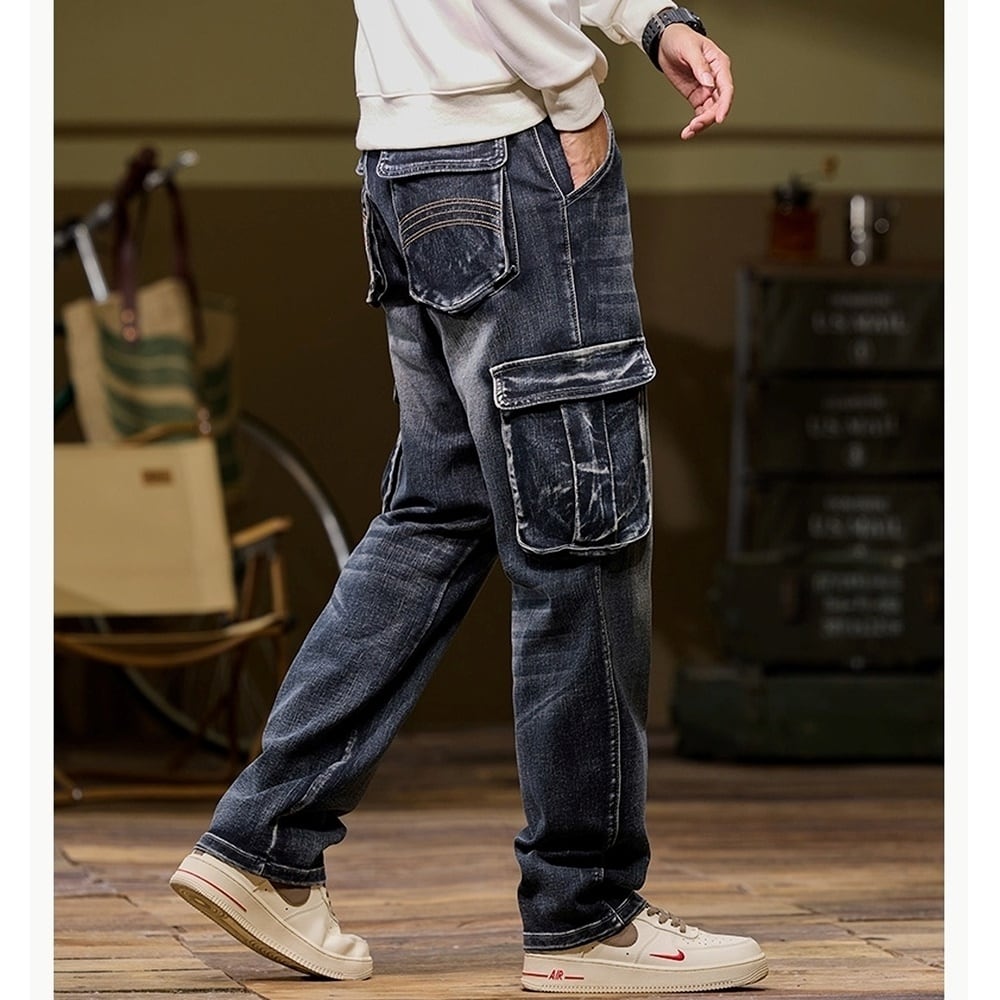 Multi-pocket straight denim jeans HL2443