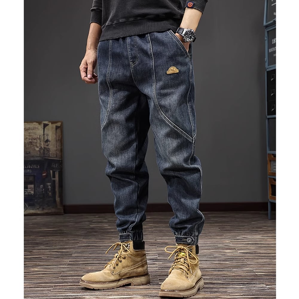 Brushed lining jogger denim pants HL2306