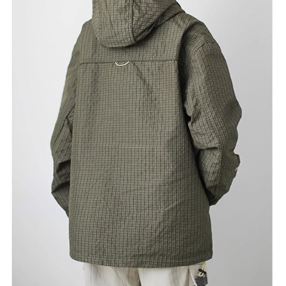 Check pattern hooded jacket HL2386