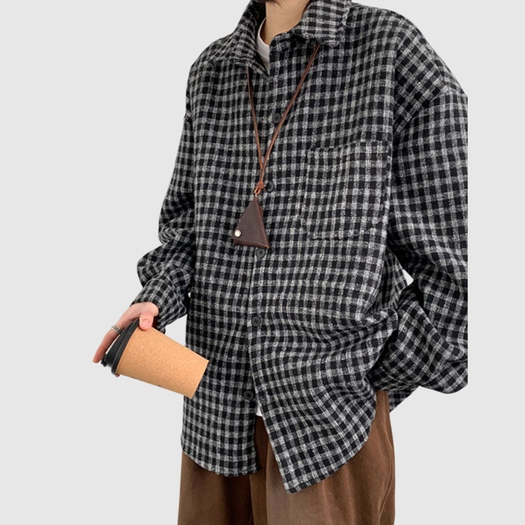 Gingham check flannel shirt HL2304