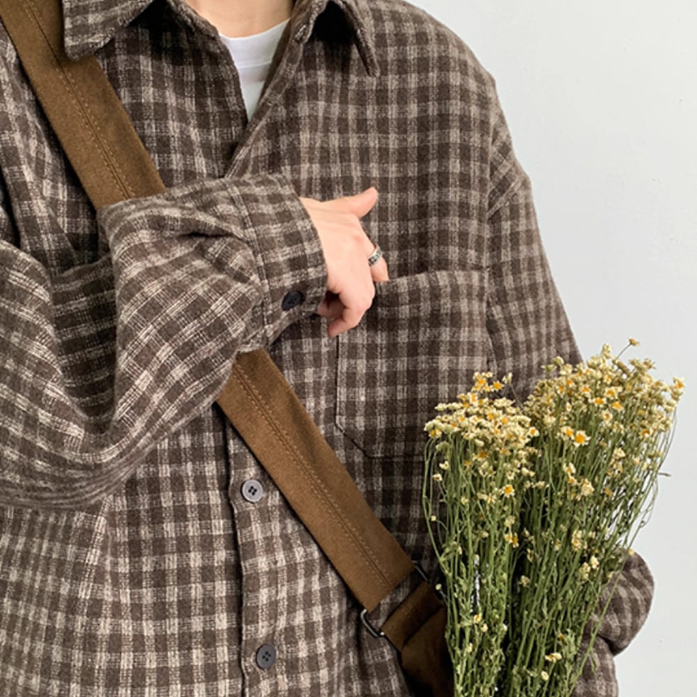 Gingham check flannel shirt HL2304