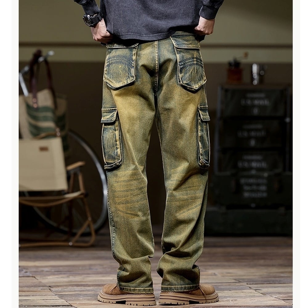 Multi-pocket straight denim jeans HL2443